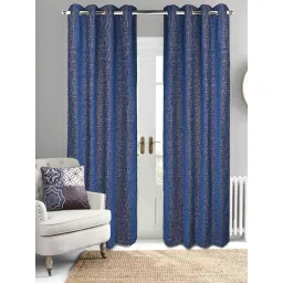 Saral Home Easy Living Blue Polyester Tic Tac Chenille Yarn Blackout Door Curtains - Set of 2-picture-44