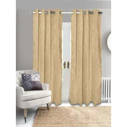 Saral Home Easy Living Gold Polyester Tic Tac Chenille Yarn Blackout Door Curtains - Set of 2-picture-39