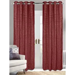 Saral Home Easy Living Maroon Polyester Tic Tac Chenille Yarn Blackout Door Curtains-picture-24