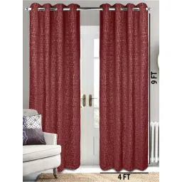 Saral Home Easy Living Maroon Polyester Tic Tac Chenille Yarn Blackout Door Curtains-picture-46