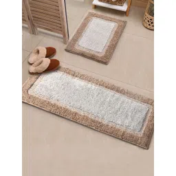 Saral Home Elyesse 2-Pcs Taupe & Beige Self-Design Rectangular Anti-Skid Runner & Bathmat-picture-27