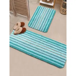 Saral Home Geometric Turquoise Blue Microfibre Bath Mat-picture-32
