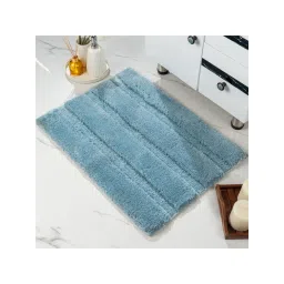 Saral Home Gia Stripe Microfiber Non Slip Thick Fluffy Bath Mats Stripe - Blue-picture-15