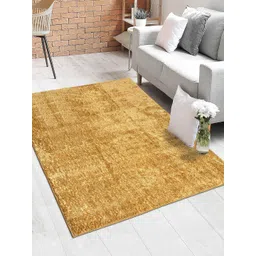 Saral Home Gold-Coloured Solid Cotton Shaggy Carpet-picture-20