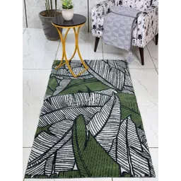 Saral Home Green Abstract Anti-Skid Polyester Carpet-picture-40