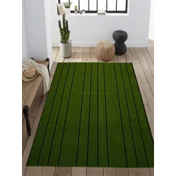 Saral Home Green & Black Striped Carpet-image-18
