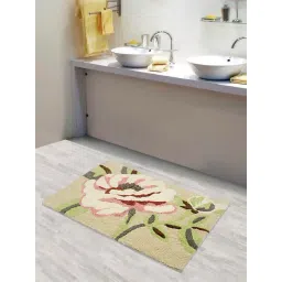 Saral Home Green Cotton Floral Bath Mat 50X80 cm-picture-25