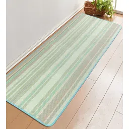 saral home Green Geometric Cotton 67x27 Inches AntiSkid Long Bath Mat-picture-26