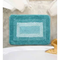 saral home Green Geometric Microfibre 20x14 Inches AntiSkid Bath Mats (Set of 2)-picture-25