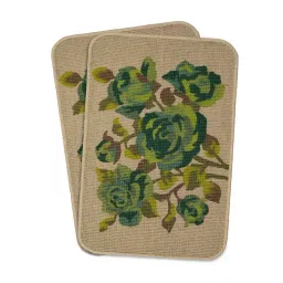 Saral Home Green Jute Floral Anti-Skid Doormats - Set of 2-picture-14