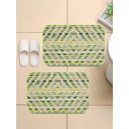 Saral Home Green Microfiber Geometric Anti-Skid Bathmat - Set of 2-picture-15