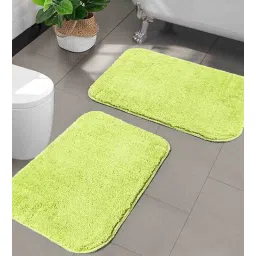saral home Green Solid Microfibre 20x14 Inches AntiSkid Bath Mat (Set of 2)-picture-14