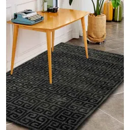 saral home Grey Abstract Cotton 4 ft x 6 ft Machine Made Carpet-picture-18