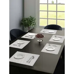 Saral Home Grey and White 6 Pieces Cotton Geometric Textured Table Placemats-picture-37