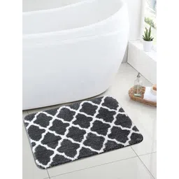 Saral Home Grey & White Ogee Designer Soft Anti Slip Bath Rug-picture-32