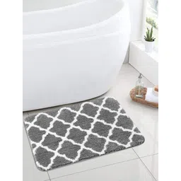 Saral Home Grey & White Ogee Microfibre Anti-Skid Bath Rug-picture-35