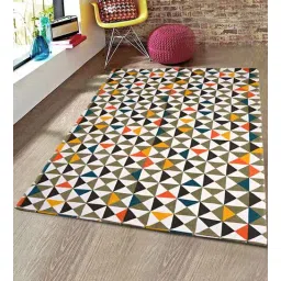 saral home Grey Cotton Geometric 4 X 6 Feet Hand Woven Carpet-picture-28