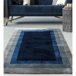 saral home Grey Geometric Cotton 5 ft x 7 ft Machine Made Carpet-picture-30