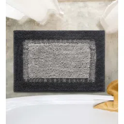 saral home Grey Geometric Microfibre 24x16 Inches AntiSkid Bath Mat-picture-14