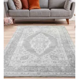 saral home Grey Persian Cotton 6 ft x 9 ft Machine Made Carpet-picture-40