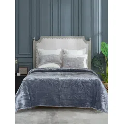 Saral Home Grey Polyester 228 GSM Queen Silky Soft Blanket with 2 Pillow Covers-picture-28