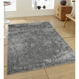 saral home Grey Polyester Shag 4 X 6 Feet Machine Made Carpet-picture-20