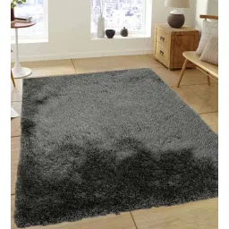 saral home Grey Shaggy Polyester 5 ft x 7 ft Machine Made Carpet-picture-13
