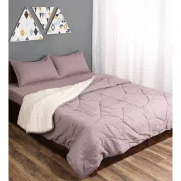 saral home Grey Solid 210 TC Cotton Blend (Set of 4) Double Bed Bedding Sets-picture-32