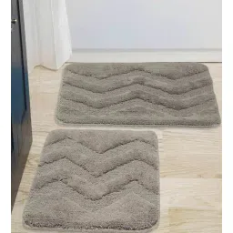 saral home Grey Solid Cotton 24x18 Inches AntiSkid Bath Mats (Set of 2)-picture-29