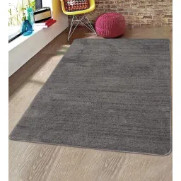 saral home Grey Solid Cotton 4 ft x 6 ft Hand Woven Carpet-picture-17