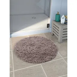 Saral Home Grey Solid Cotton Anti-Skid Shaggy Round Bath Mat-picture-40