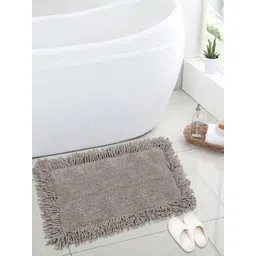Saral Home Grey Solid Cotton Shaggy Bath Mat-picture-40