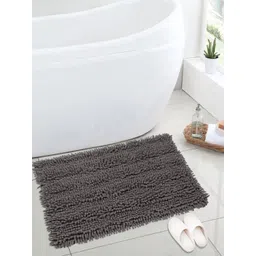 Saral Home Grey Solid Cotton Shaggy Bath Mat-picture-34