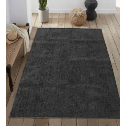 saral home Grey Solid Fiber 4 ft x 6 ft Machine Made Carpet-picture-11