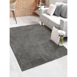 Saral Home Grey Solid Shaggy Yarn Anti-Skid Carpet-picture-25
