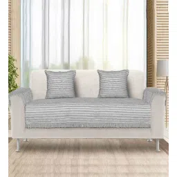 saral home Grey Striped Polyester 2 Seater Sofa Cover (Pack of 5)-picture-23