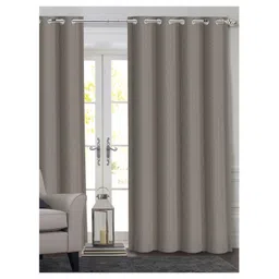 Saral Home Grey Waffle Design Cotton Yarn Eyelet Long Door Curtains - ( Set of 2,-picture-18