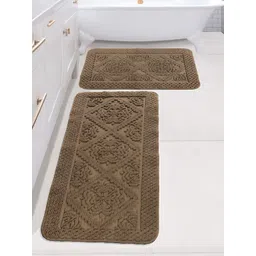 Saral Home KAKU Brown 2 Pieces 1902 GSM Cotton Antiskid Bath Mat & Runner-picture-31