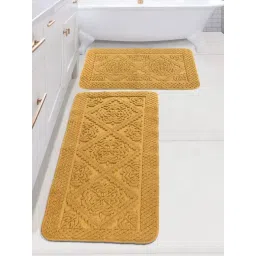 Saral Home KAKU Medallion Gold Cotton Antiskid Bath Mat (Set of 2)-picture-26