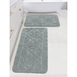 Saral Home KAKU Medallion Grey Cotton Antiskid Bath Mat (Set of 2)-picture-27