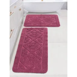 Saral Home KAKU Medallion Maroon Cotton Antiskid Bath Mat (Set of 2)-picture-13