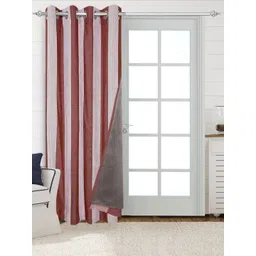 Saral Home Maroon & White Striped Cotton Black Out Door Curtain-picture-22