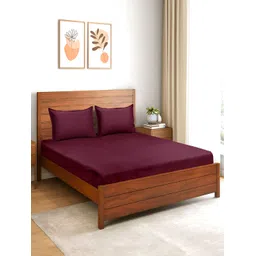 Saral Home Maroon Cotton 210 TC Queen Bedsheet with 2 Pillow Covers-picture-18