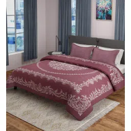 saral home Maroon Traditional 350 TC 100% Cotton Double Bed Cover with 2 Pillow Covers-picture-36