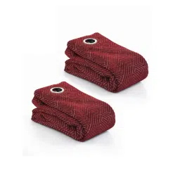 Saral Home Mehroon Polyester Geometric Curtain-picture-26