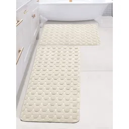 Saral Home Off White 2 Pieces Textured 3000 GSM Cotton Antiskid Bath Mat & Runner-picture-41