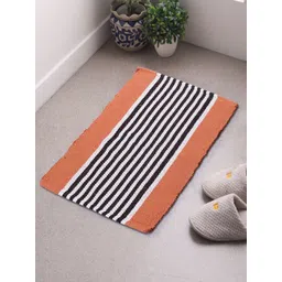 Saral Home Orange & White Striped Dhurrie-picture-33