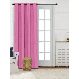 Saral Home Pink Cotton Plain Curtain image 2