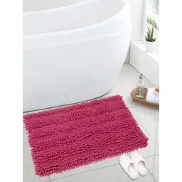 Saral Home Pink Solid Cotton Shaggy Bath Mat-picture-22