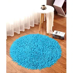 Saral Home Pure Cotton Round Shaped Shaggy Mat - Turquoise-picture-12
